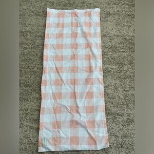 Laura Park Pink & White Checkered Lumbar Pillow Cover 14”x36”